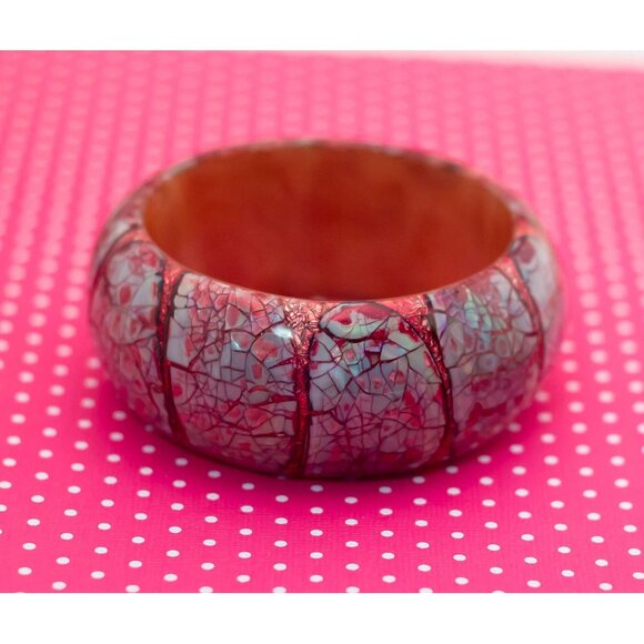 Vintage Red Scales Bangle 8 1/2 inch - P16 - Picture 1 of 3